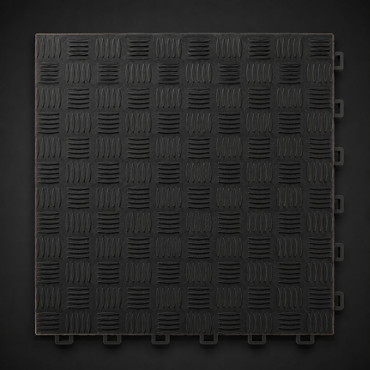 Loseta de garaje CorsaLux Chicane en negro, vista cenital, checker-plate