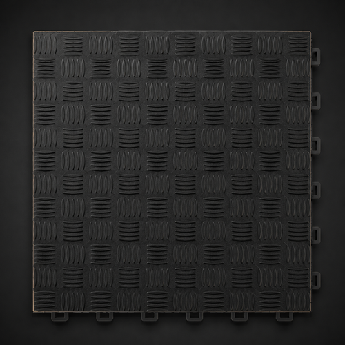Loseta de garaje CorsaLux Chicane en negro, vista cenital, checker-plate