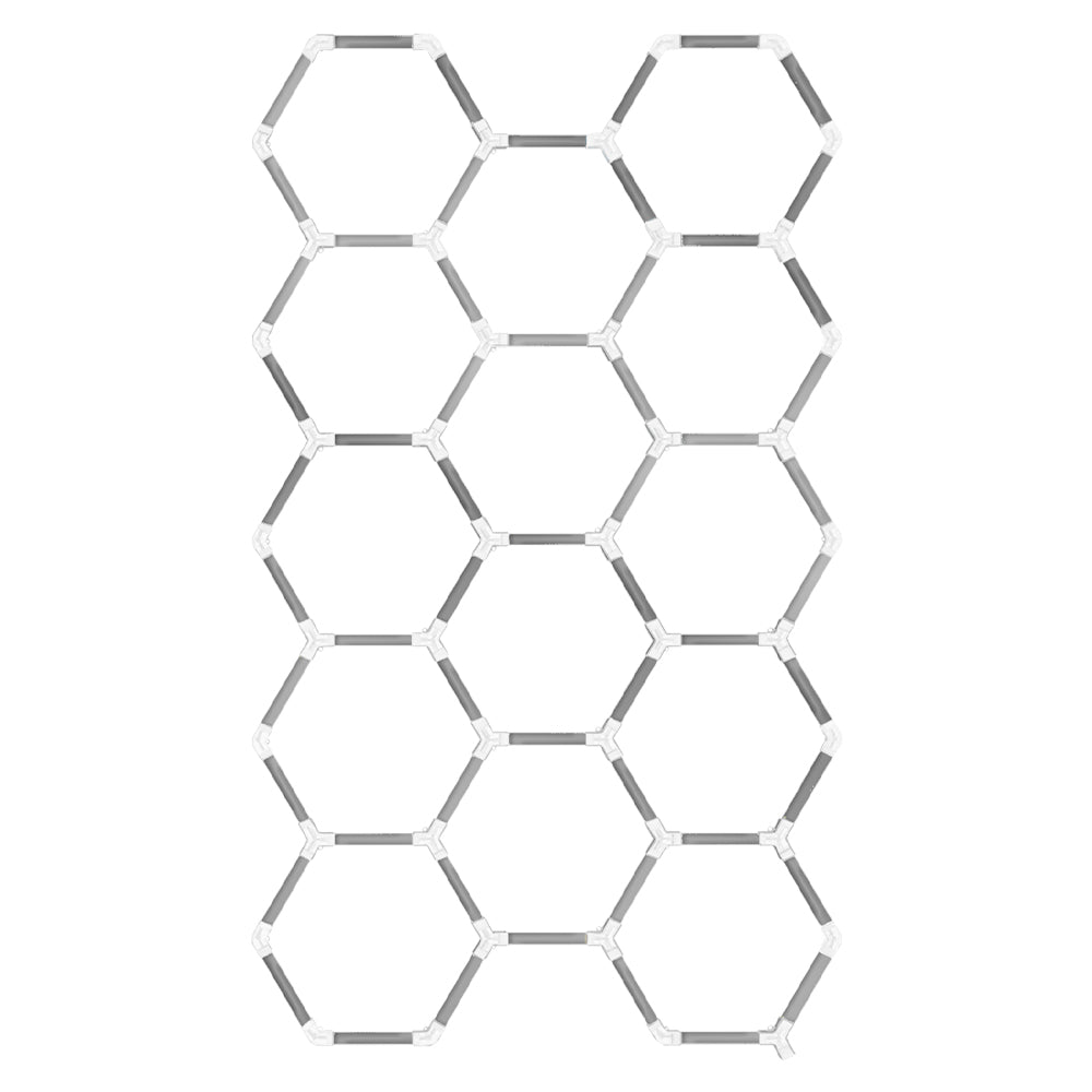 Luminaria LED hexagonal CorsaLux Hexa Flex HM-14, 14 hexágonos sin marco, 4070 × 2330 mm