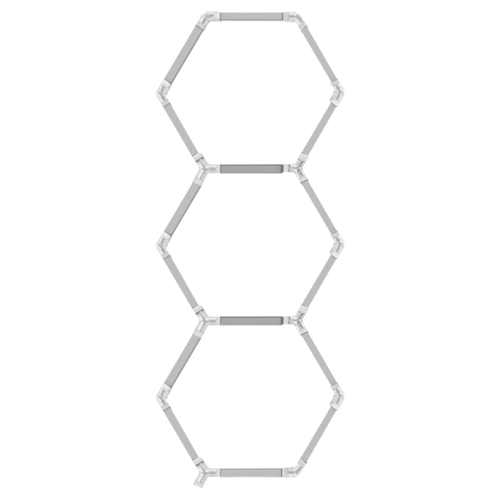 Luminaria LED hexagonal CorsaLux Hexa Flex HM-3, 3 hexágonos en fila, 2430 × 940 mm