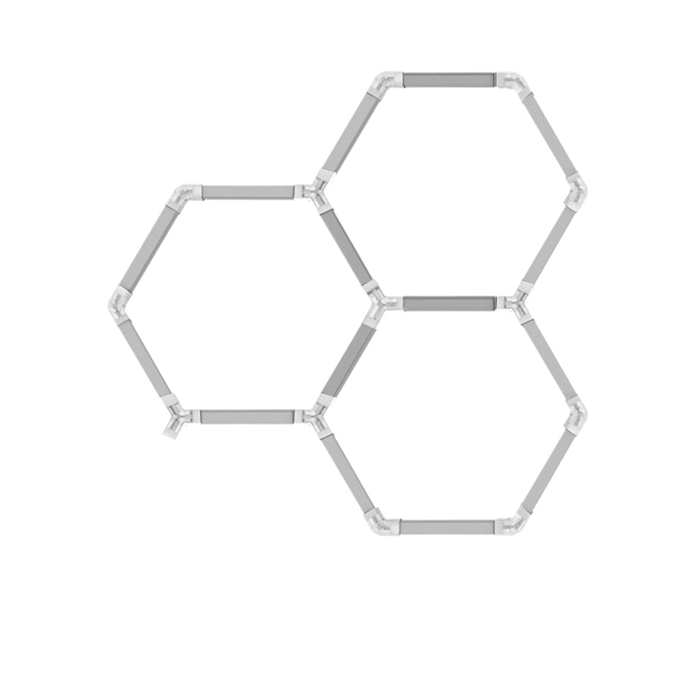 Luminaria LED hexagonal CorsaLux Hexa Pro HM-3.1, 3 hexágonos en racimo, 1640 × 1640 mm
