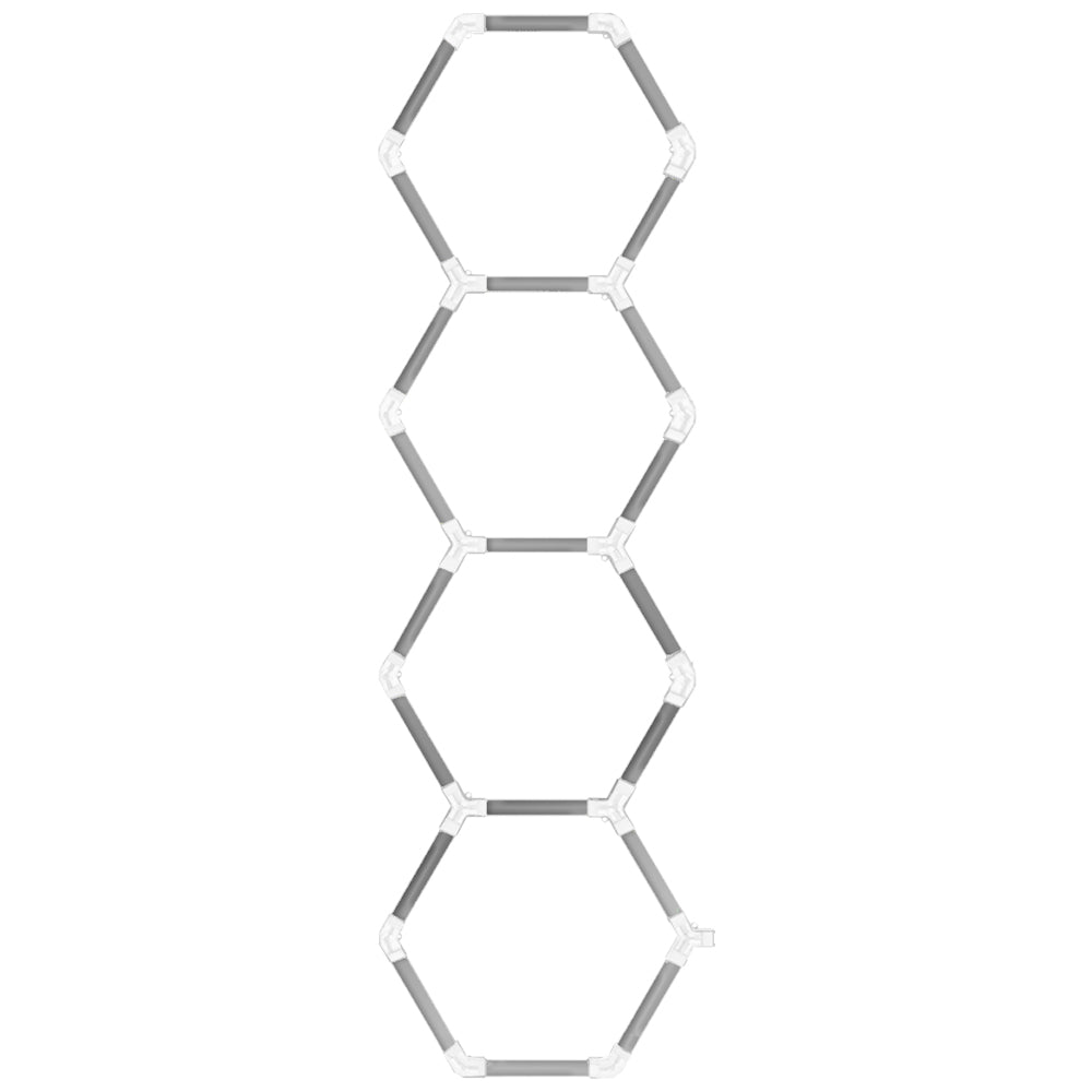 Luminaria LED hexagonal CorsaLux Hexa Pro HM-4.1, 4 hexágonos en fila, 3260 × 940 mm