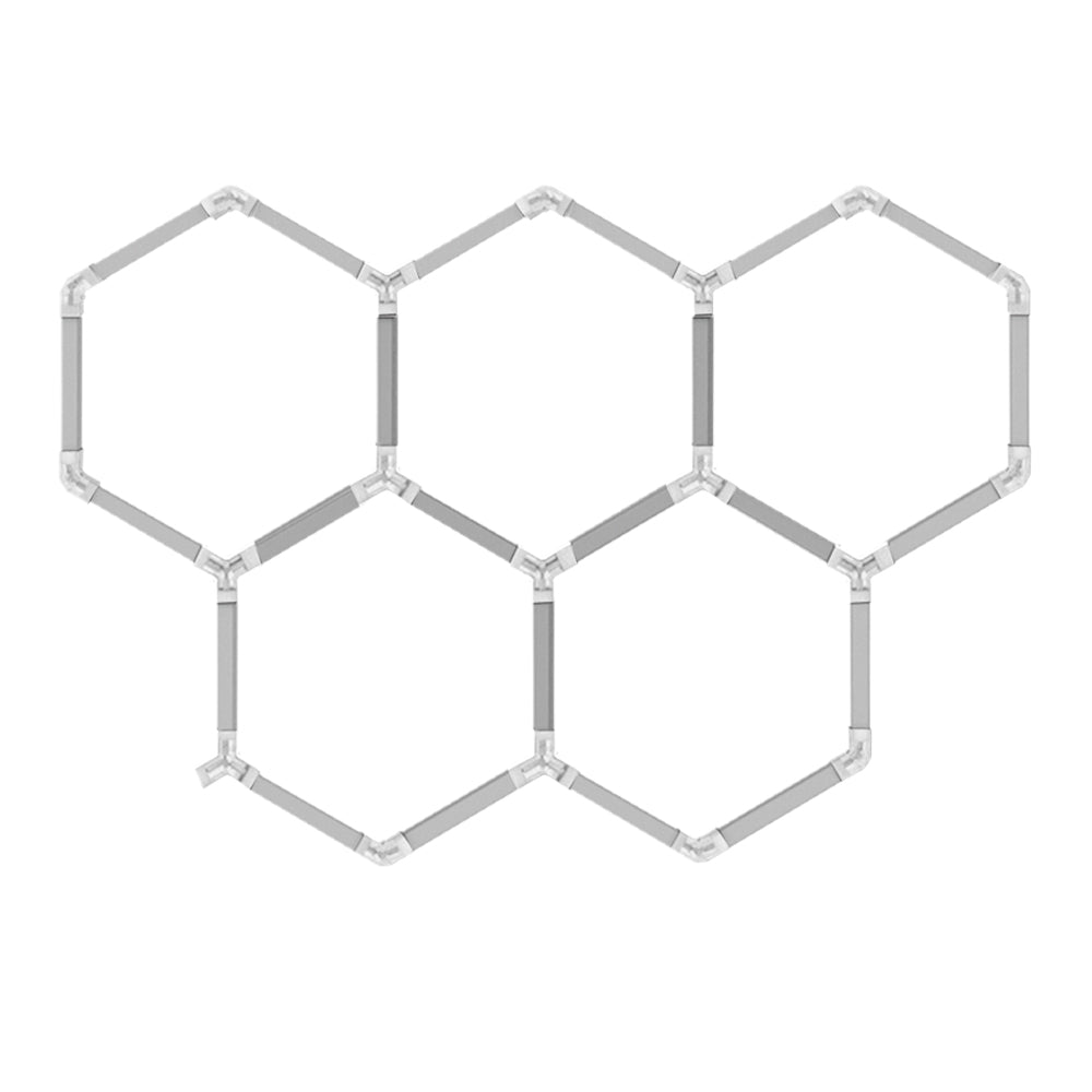 Luminaria LED hexagonal CorsaLux Hexa Pro HM-5, 5 hexágonos, 2450 × 1635 mm