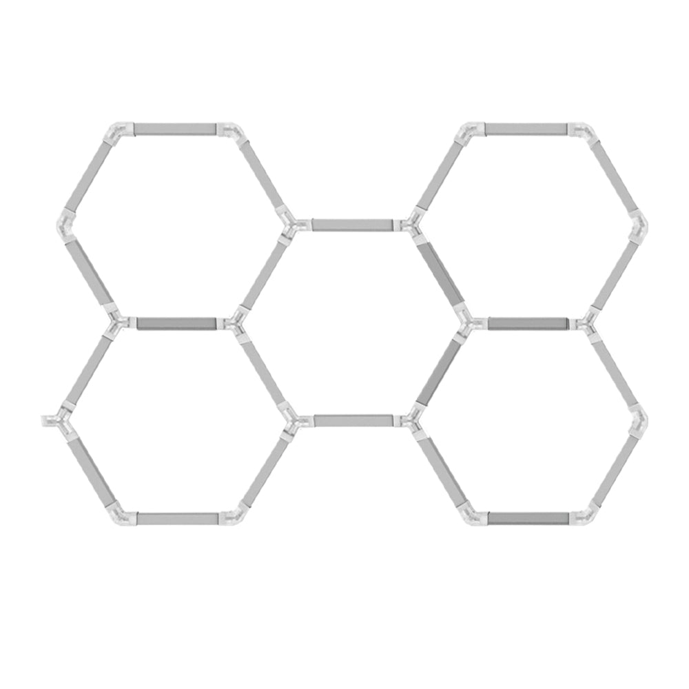 Luminaria LED hexagonal CorsaLux Hexa Pro HM-5.1, 5 hexágonos, 2330 × 1630 mm