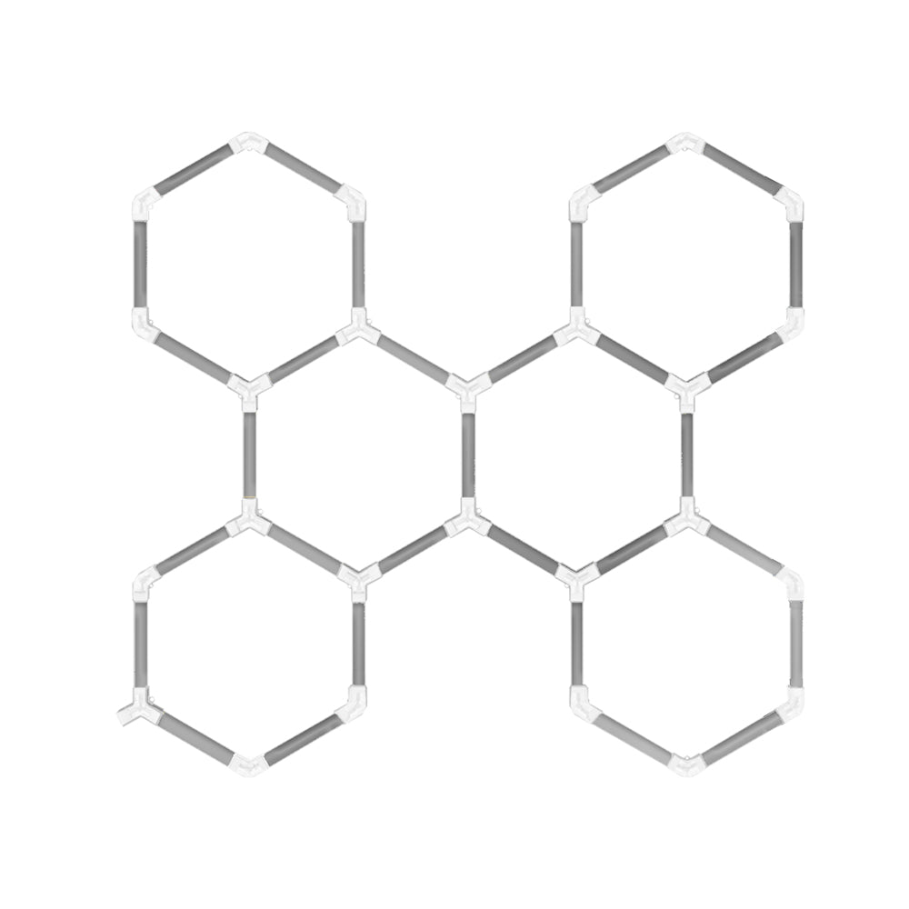 Luminaria LED hexagonal CorsaLux Hexa Pro HM-6, 6 hexágonos, 2450 × 2330 mm