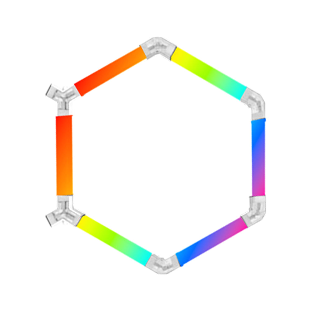 Luminaria LED hexagonal RGB CorsaLux Hexa RGB-1, 1 hexágono, 950 × 830 mm, luz de 7 colores