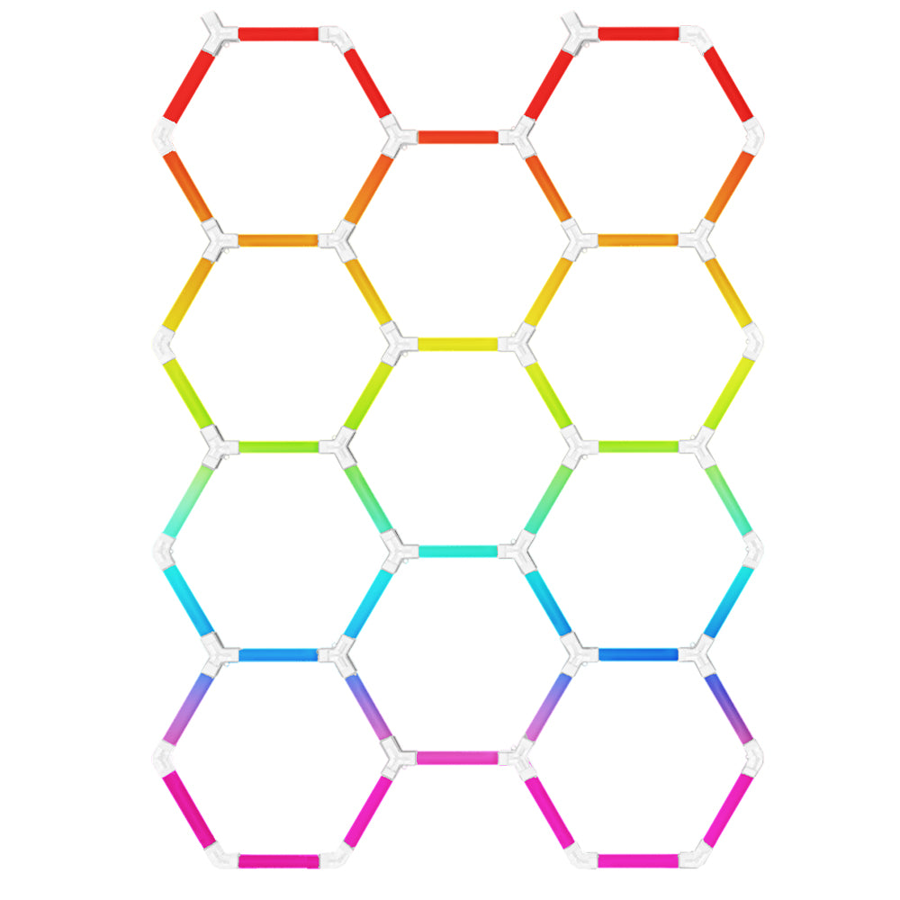 Luminaria LED hexagonal RGB CorsaLux Hexa RGB-11, 11 hexágonos, luz de 7 colores