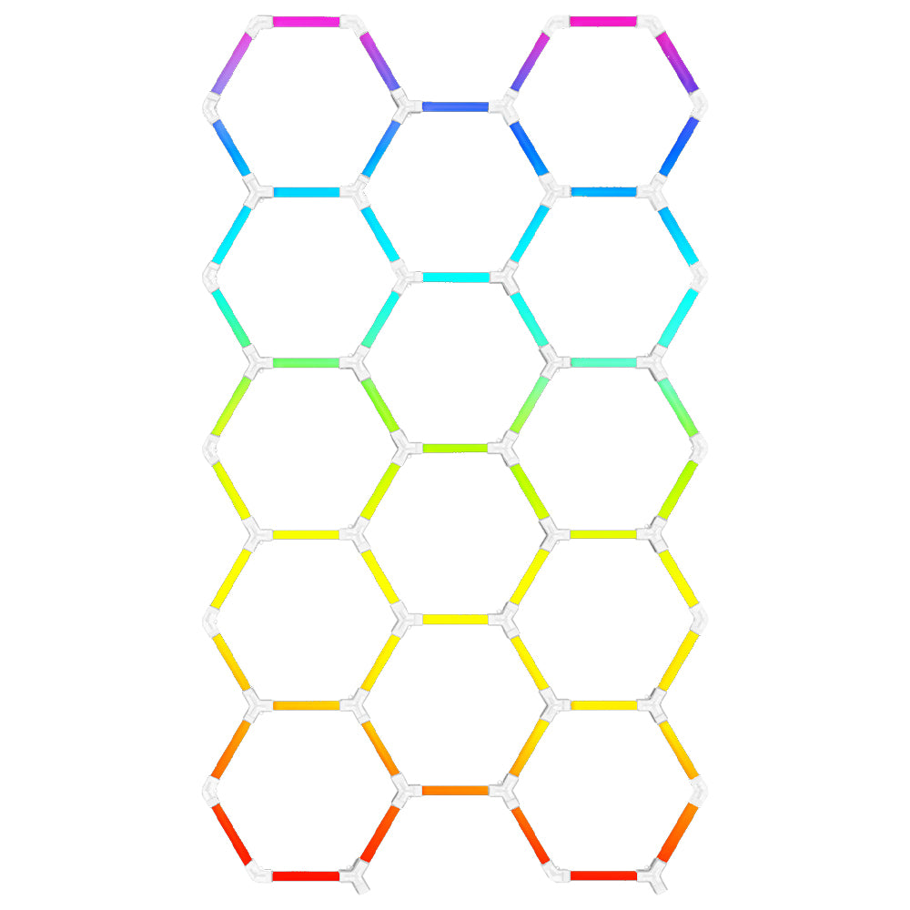 Luminaria LED hexagonal RGB CorsaLux Hexa RGB-14, 14 hexágonos sin marco, luz de 7 colores