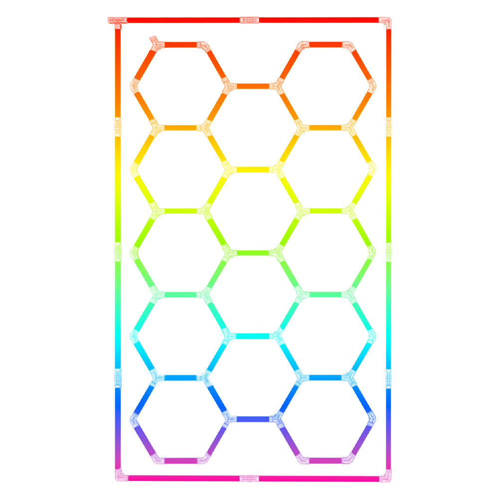 Luminaria LED hexagonal RGB CorsaLux Hexa RGB-14-12, 14 hexágonos con marco perimetral, luz de 7 colores
