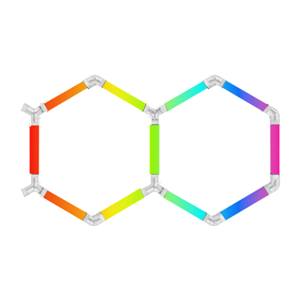 Luminaria LED hexagonal RGB CorsaLux Hexa RGB-2, 2 hexágonos, luz de 7 colores