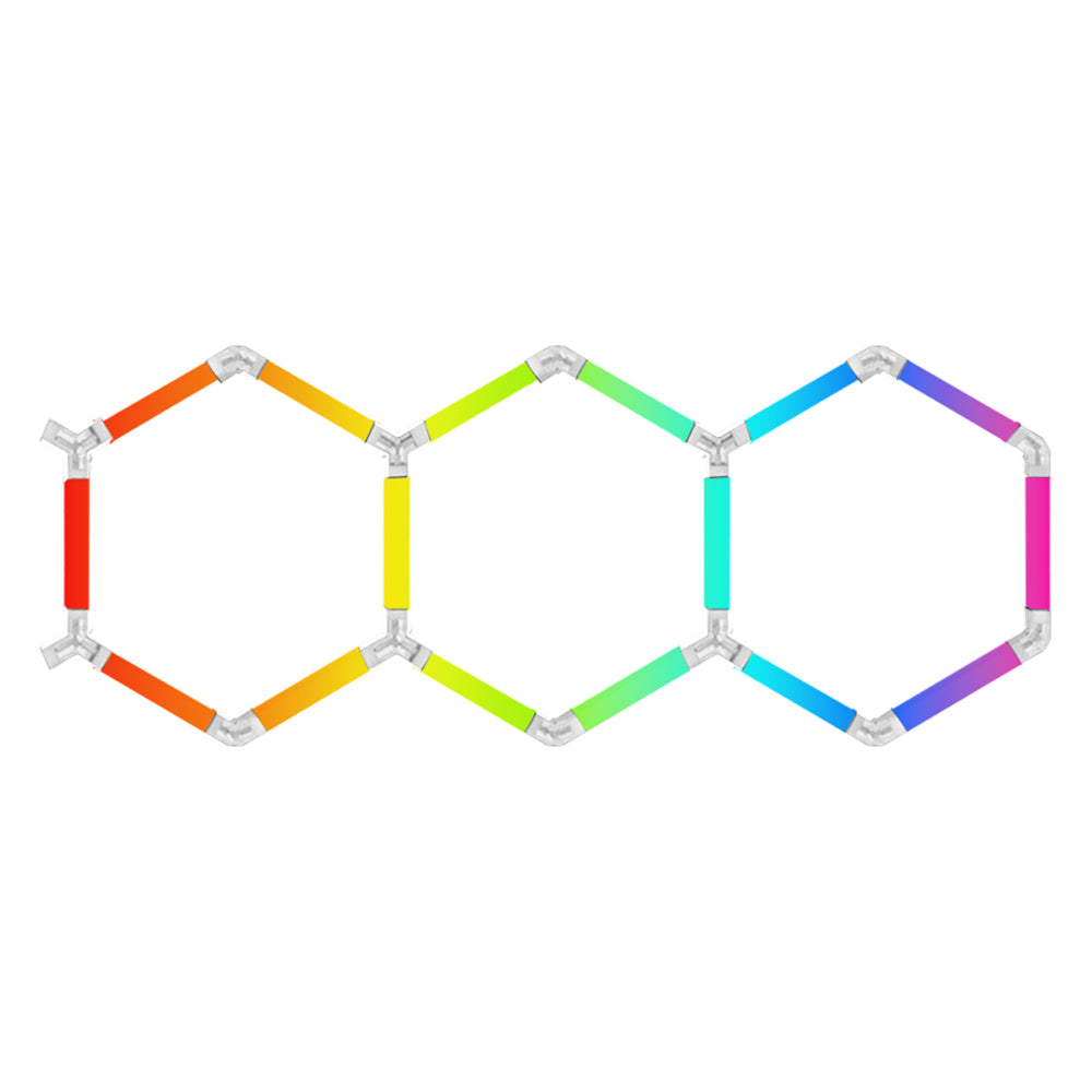 Luminaria LED hexagonal RGB CorsaLux Hexa RGB-3, 3 hexágonos en racimo, luz de 7 colores