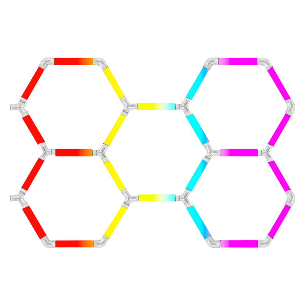 Luminaria LED hexagonal RGB CorsaLux Hexa RGB-5, 5 hexágonos, luz de 7 colores