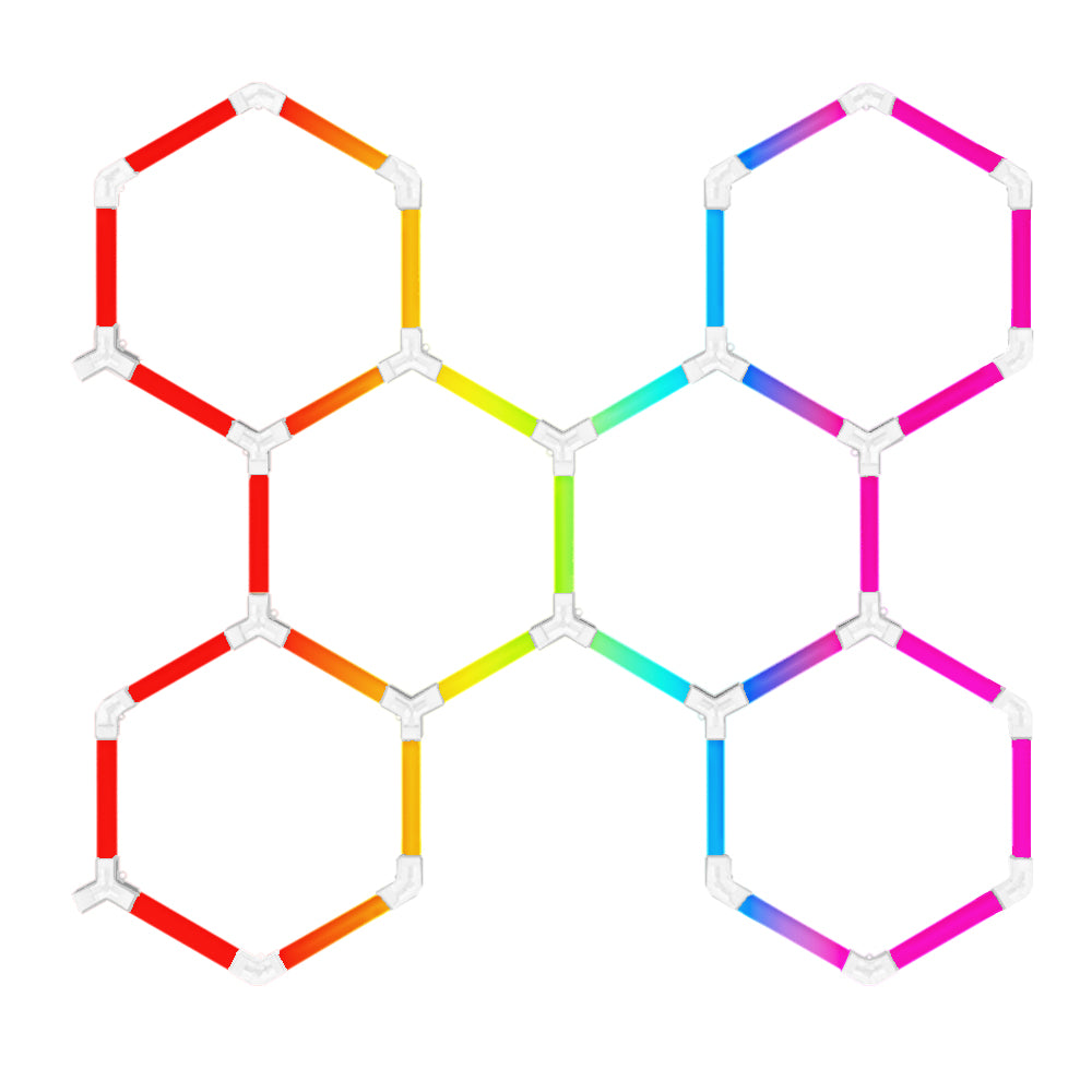 Luminaria LED hexagonal RGB CorsaLux Hexa RGB-6, 6 hexágonos, luz de 7 colores