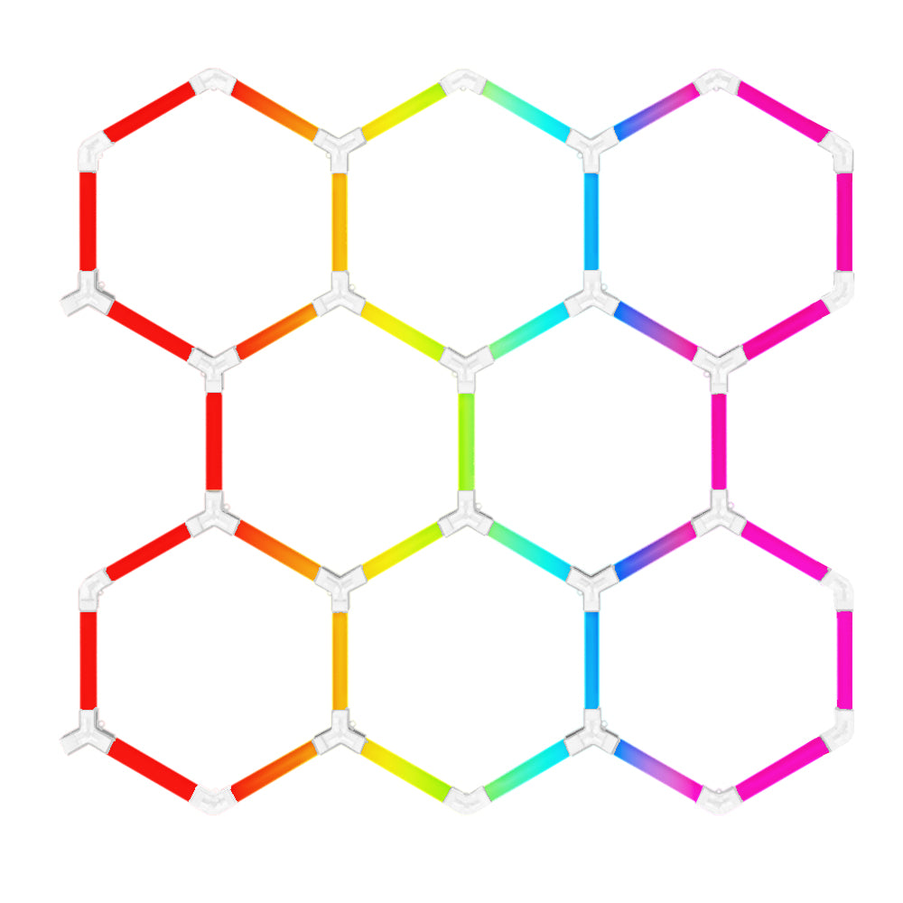Luminaria LED hexagonal RGB CorsaLux Hexa RGB-8, 8 hexágonos, luz de 7 colores