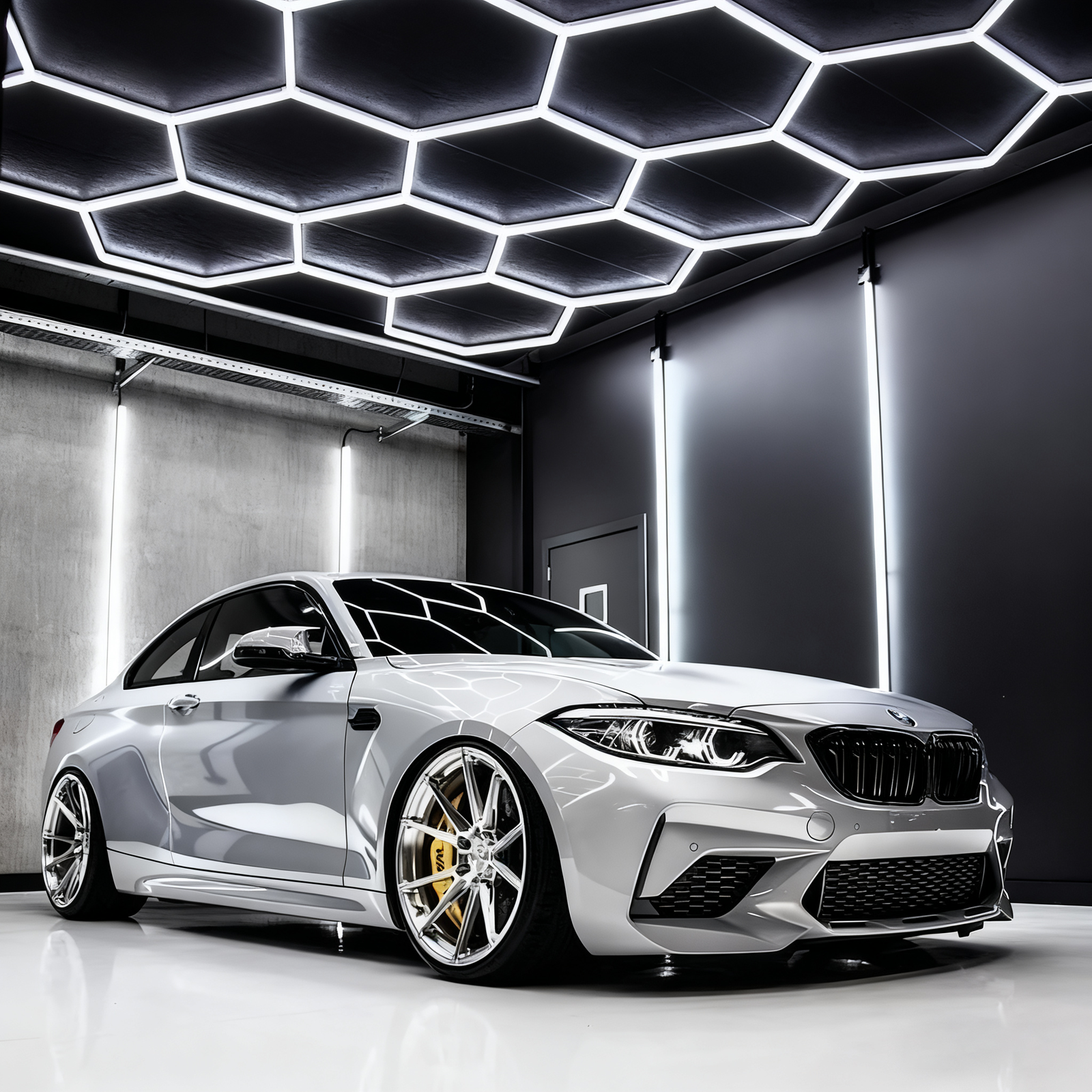 Coche bajo iluminación LED de panal
