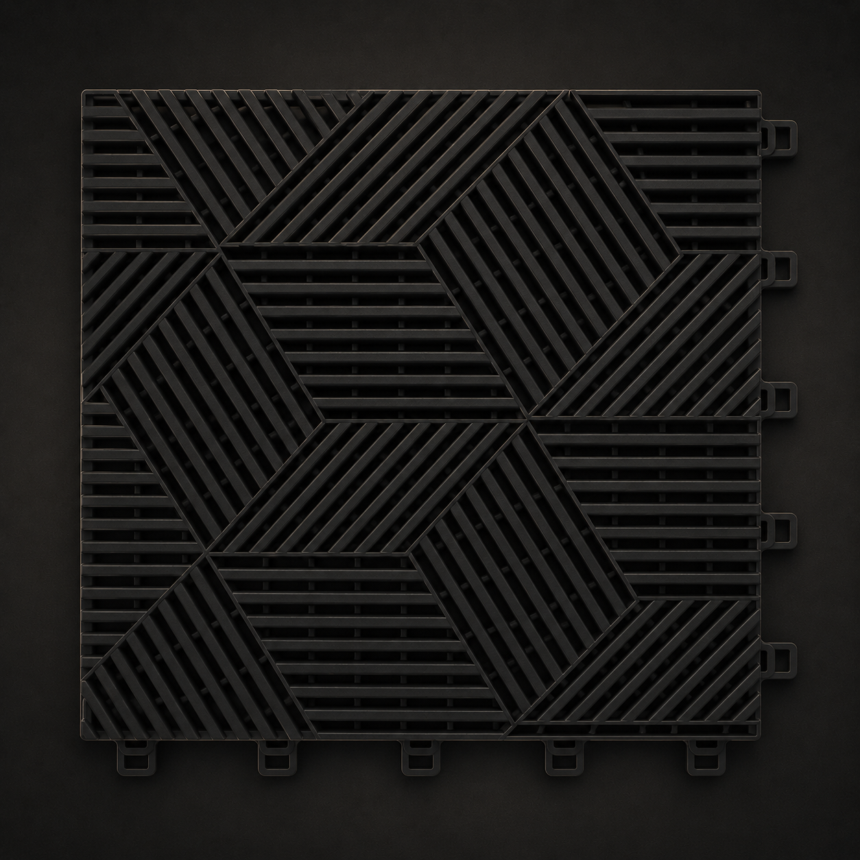 Loseta de garaje CorsaLux Strato en negro, vista cenital, rejilla 3D