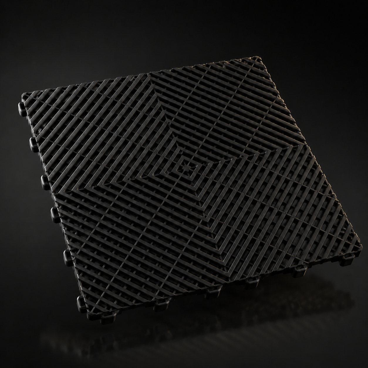 Loseta de garaje CorsaLux Apex en negro, patrón diamante